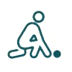 Line icon of a person crouching to roll a ball, representing lawn bowls or a community activity.
