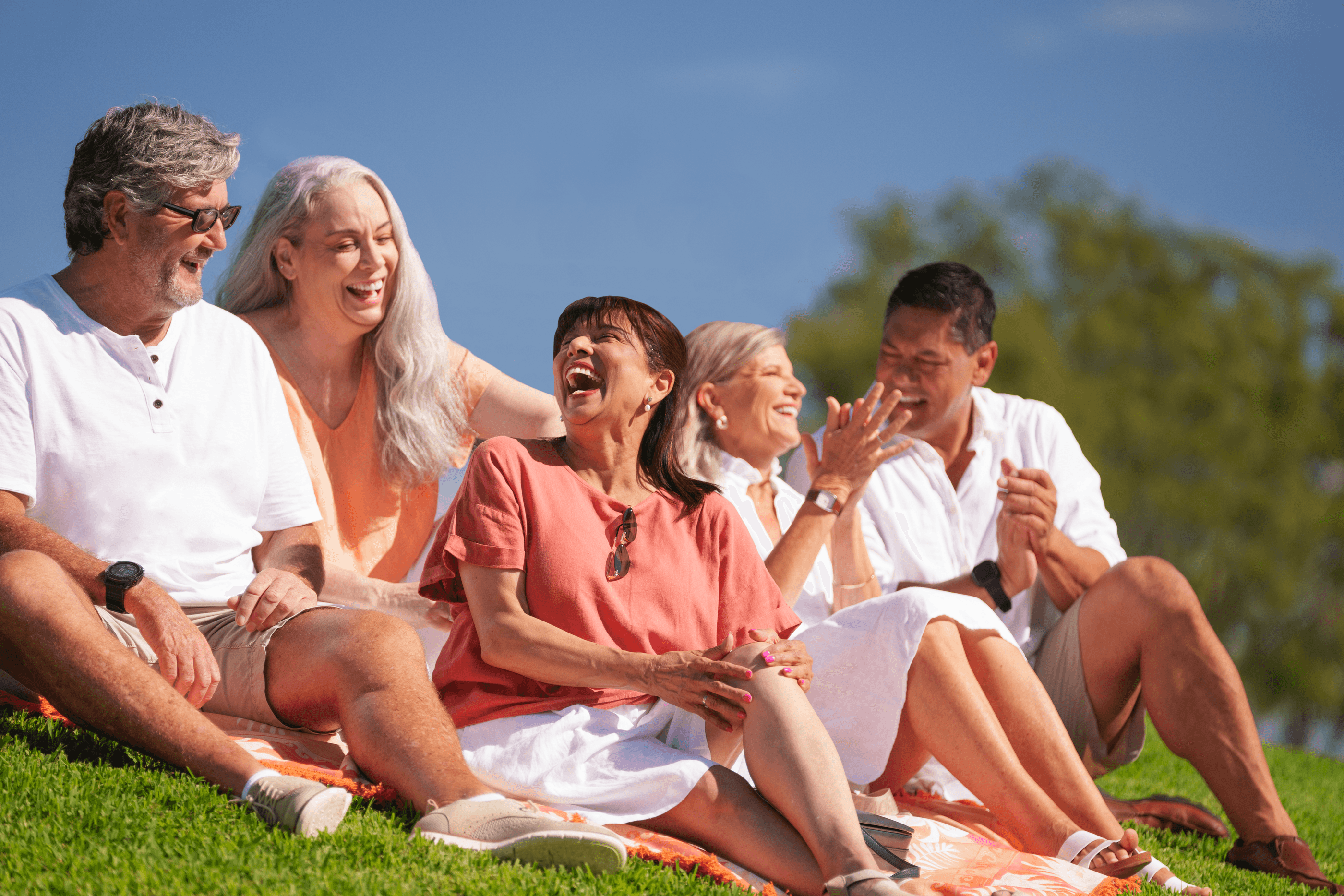 A group of friends laughing together