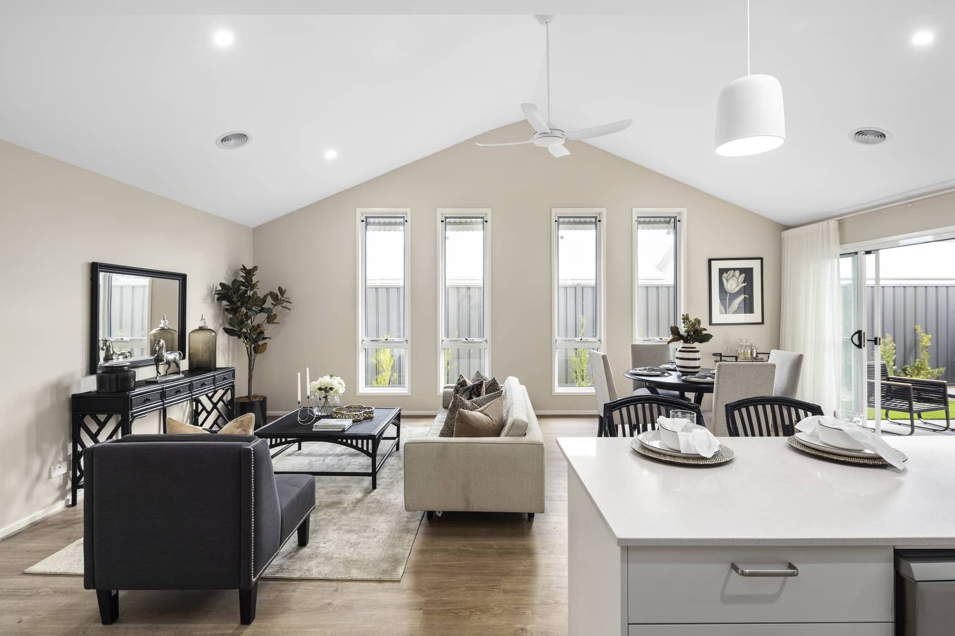 Interior of an open-plan living and dining area in an Ingenia Lifestyle home.