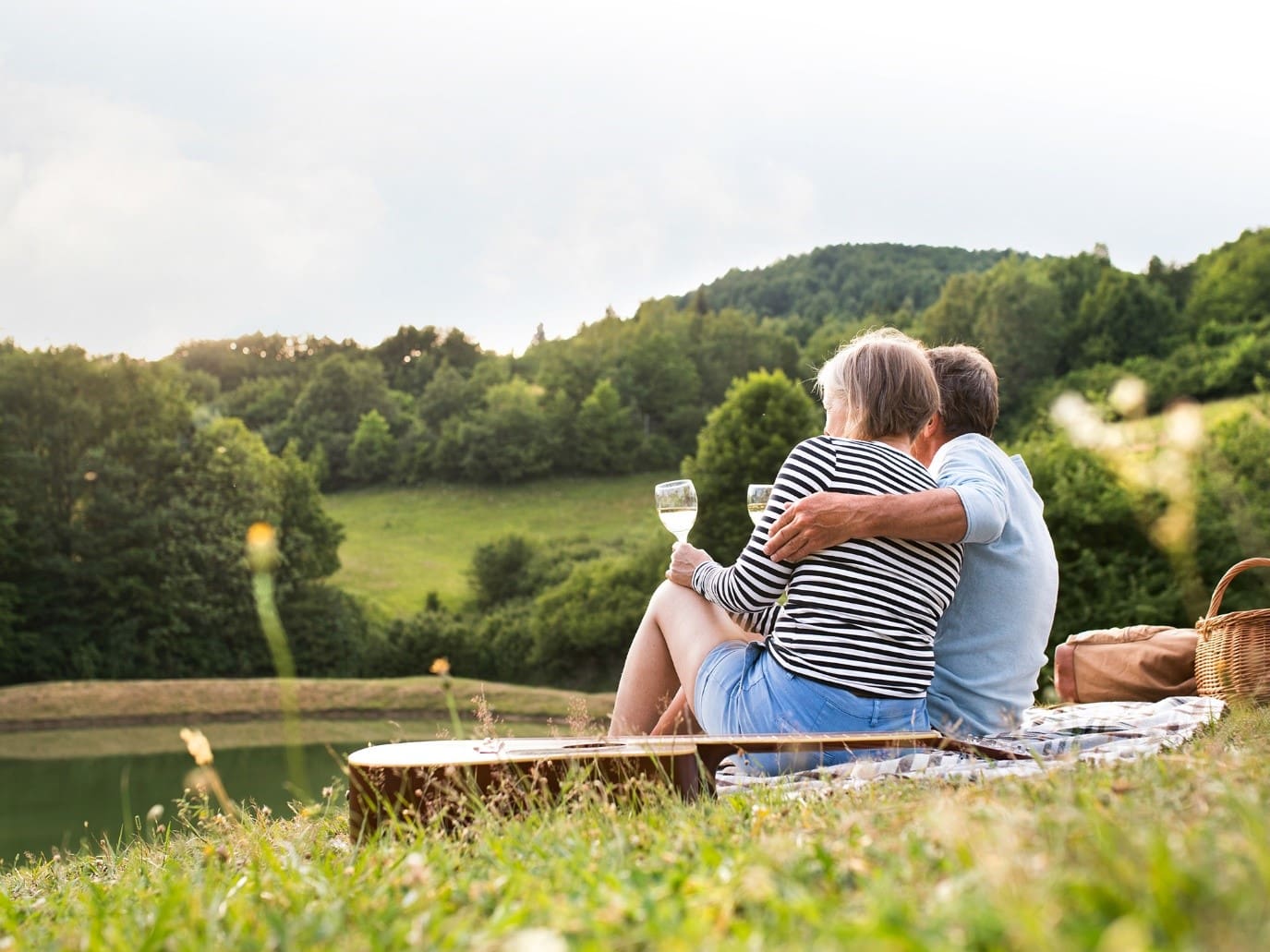 Morisset couple enjoying their wine in greenery